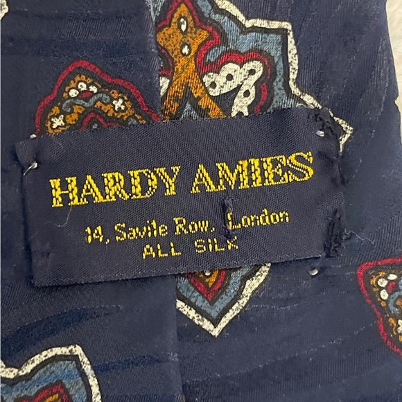 Hardy Amies Navy and Multicolor Geometric Tie - Picture 5 of 6